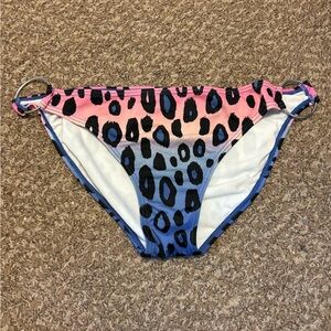 Billabong Pink and Blue Ombré Leopard Bikini Bottom with metal rings
